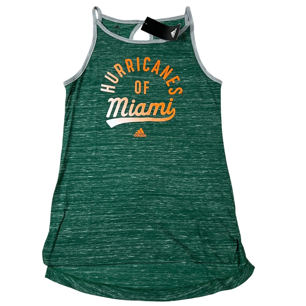 Adidas‎ Miami Hurricanes Womens Tank Top Green Space Dye High Neck Small NWT